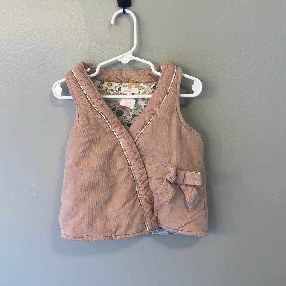 Girls Shabby Chic light pink vest with bow detail size 3T